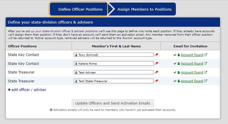 Click on "Define Officer Positions"