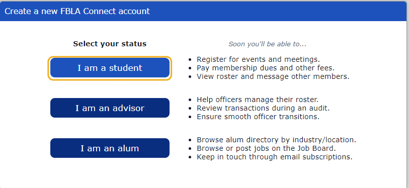 You can register students, advisers and alum with this link